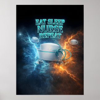 Poster Comer Dormir Enfermeira Retro