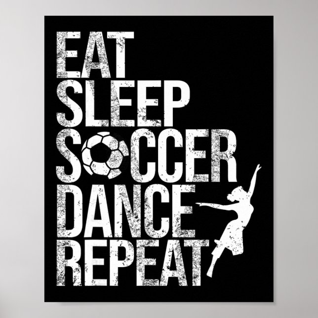 Poster Comer Dormir Futebol Ginástica Repetir Esporte Jog (Frente)