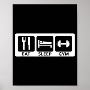 Poster Comer Dormir Ginásio Treinador de Fitness Presente