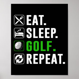 Poster Comer Dormir Golfe Repetir Golfe Engraçado Golfist