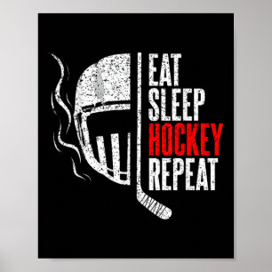 Poster Comer Dormir Hockey Repetir Funny Hockey