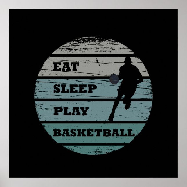 Poster comer dormir jogar basquete (Frente)