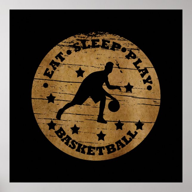 Poster Comer dormir jogar basquete (Frente)