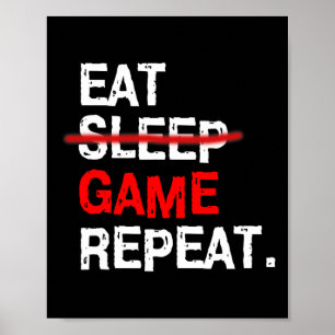 Poster Comer Dormir Jogo Repetir Quadro Pc Video Jogador 