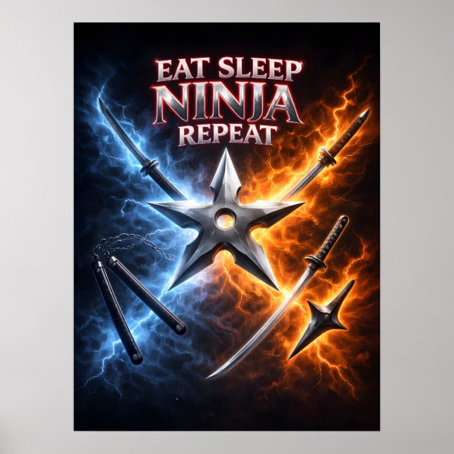 Poster Comer Dormir Ninja Chama (Frente)