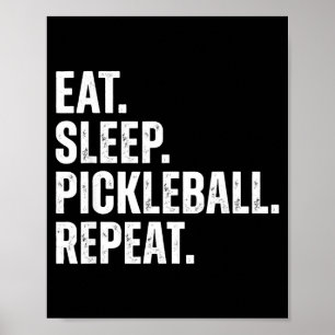 Poster Comer Dormir Pickleball Repetir Presente Engraçado