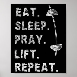 Poster Comer Dormir Rezar Levantar Repetir Camiseta de Ac