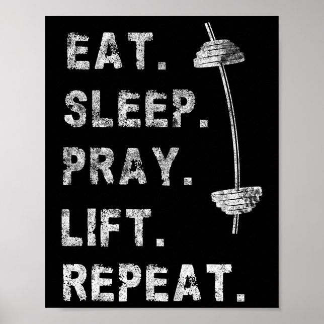 Poster Comer Dormir Rezar Levantar Repetir Camiseta de Ac (Frente)