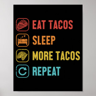 Poster Comer dormir tacos repetir casca dura al pastor