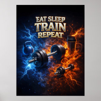 Poster Comer Dormir Treinar Chama