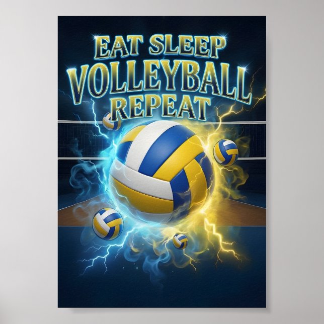 Poster Comer Dormir Volei Retro (Frente)