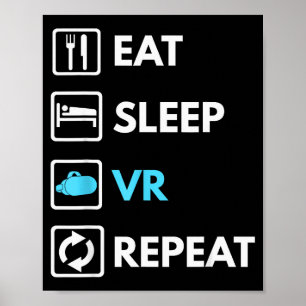 Poster Comer Dormir Vr Repetir Divertido Vr Jogador Rapaz