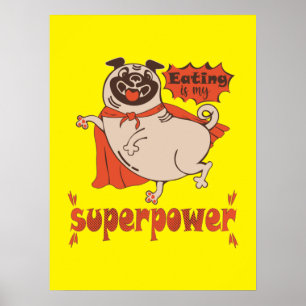 Poster Comer é o meu super poder, estilo cômico de manto 