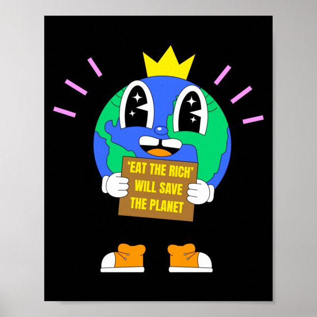 Poster Comer os ricos salvará a terra protesto (Frente)