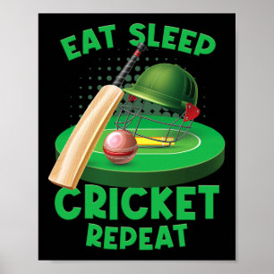 Poster Comer Sono Críquete Críquete Vintage Ll Jogo Campo