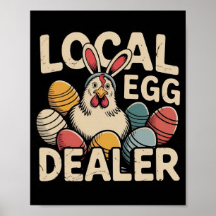 Poster Comerciante Local de Ovos Frango Retro Camisa Dive