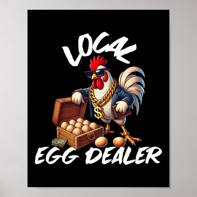 Poster Comerciante Local de Ovos Frango Retro Engraçado F (Frente)