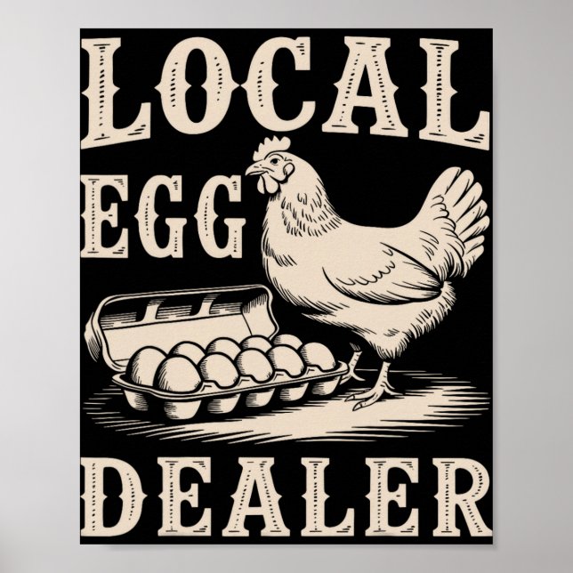 Poster Comerciante Local de Ovos Frango Retro Engraçado F (Frente)