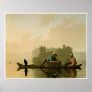 Poster Comerciantes da pele que descem o Missouri C. 1845