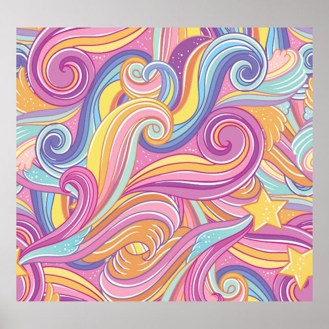 Poster Cometa Arco-Íris: Céu Sonho Mágico. (Frente)