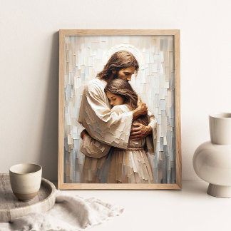 Poster Comfort With Him, Christian Wall Art, Jesus Hugs 
