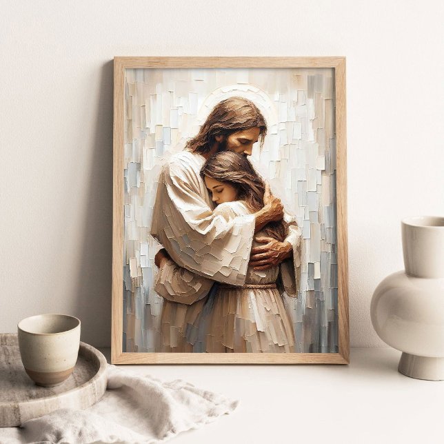 Poster Comfort With Him, Christian Wall Art, Jesus Hugs  (Criador carregado)
