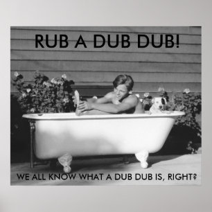 Poster cómico do menino que banha-se com seu cão