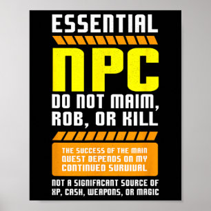 Poster Cômico Jogador Npc Essencial E Personagem Não Joga