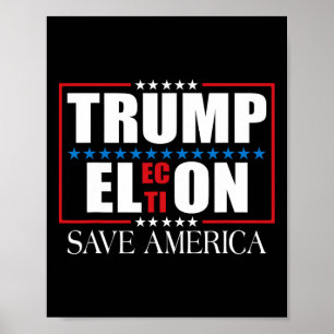Poster Cômico Trump Eleição Bandeira EUA Trump Elon Salve
