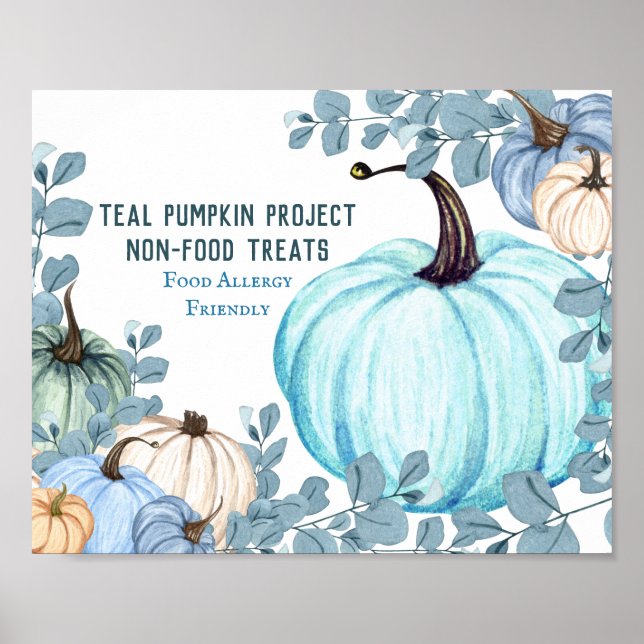 Poster Comida Alergia Amiga do Teal Pumpkin (Frente)