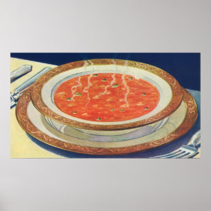Poster Comida Antiga, Tacho Quente de Sopa de Tomate com 