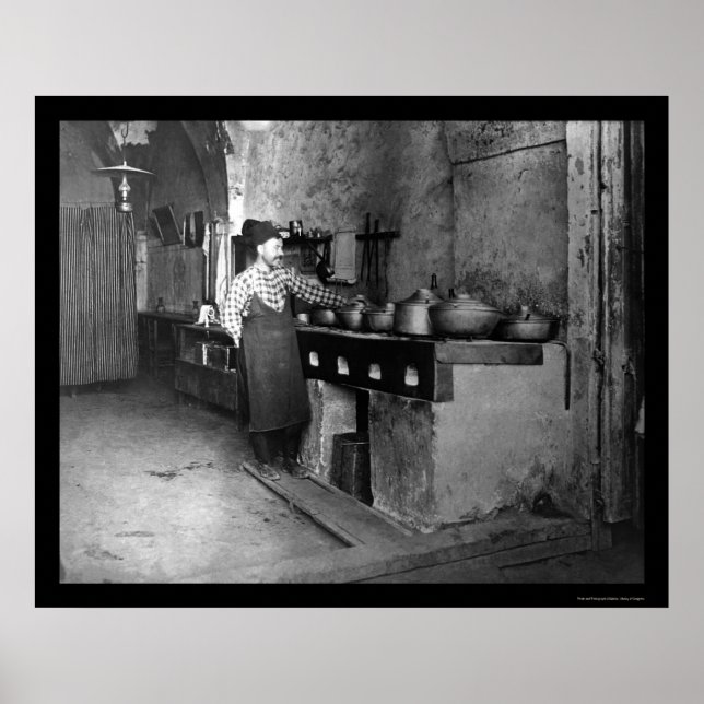 Póster Comida cozinhar em Jerusalém, Palestina 1888 (Frente)