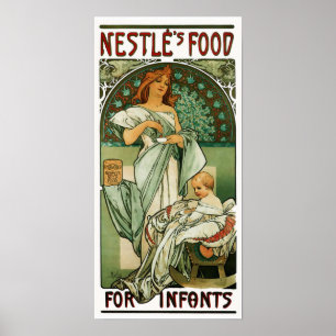 Póster Comida de Alphonse Mucha Nestle para Criança Poste
