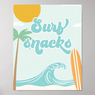 Poster Comida de Aniversário do Surf de surf Para Cima da