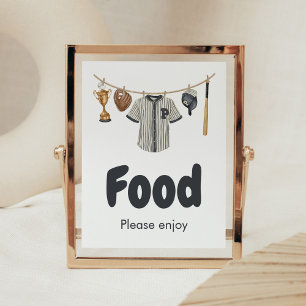 Poster Comida de Chá de fraldas com fio-rolha de beisebol