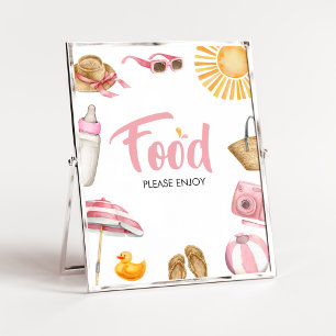 Poster Comida de Chá de fraldas de apresentação rosa