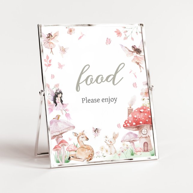 Poster Comida de Chá de fraldas de fada (Little Fairy Whimsical Baby Shower Food Sign)