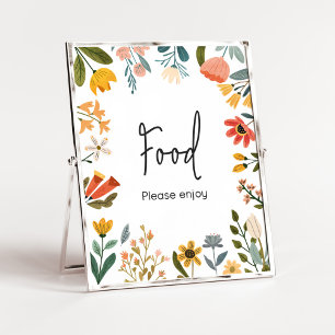 Poster Comida de Chá de fraldas de flor selvagem, brilhan