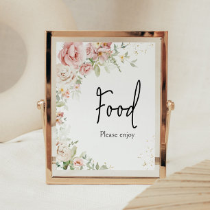 Poster Comida de Chá de fraldas Floral Rosa Dusty