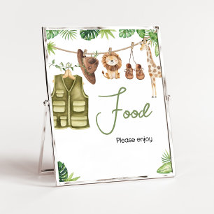 Poster Comida de Chás de fraldas de Selva de Safari Tropi