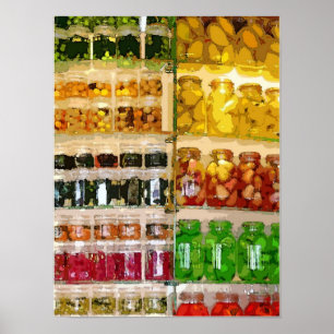 Poster Comida de colocação em latas que preserva o post