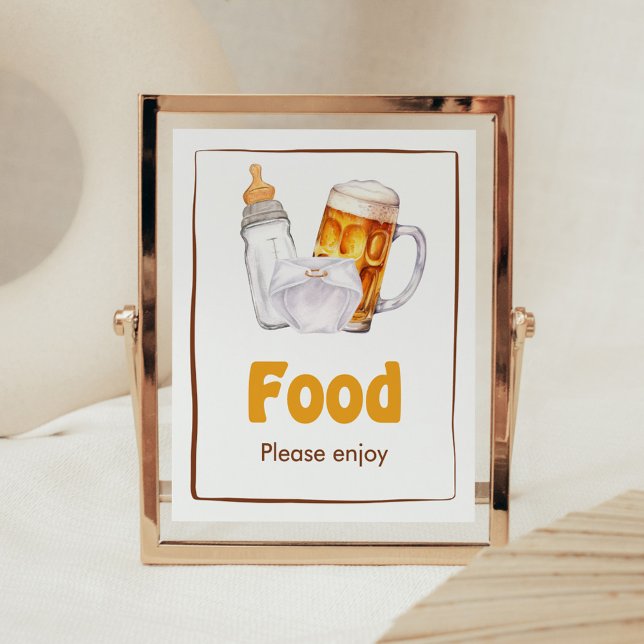 Poster Comida do Chá de fraldas da Fralda da cerveja (Beer Diaper Party Baby Shower Food Sign)