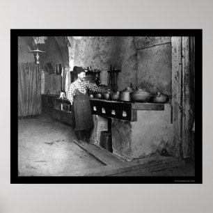 Póster Comida do cozinhar em Jerusalem, Palestina 1888