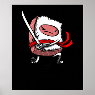 Poster Comida do japonês de Ninja Kawaii do samurai do