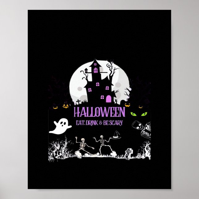 Poster Comida e Bebida Assustadora de Halloween Clássica (Frente)