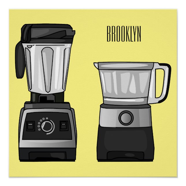 Póster Comida e ilustração do desenho do blender (Frente)