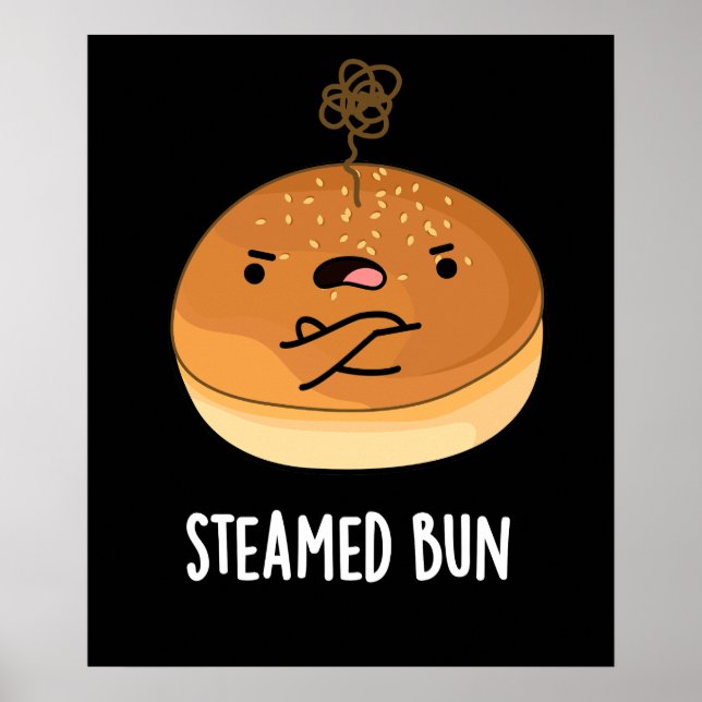 Poster Comida Engraçado Steamed Bun Escuro BG (Frente)