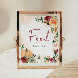 Poster Comida Floral de Abóbora Floral Chá de fraldas