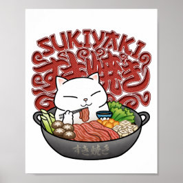 Poster Comida Japonesa Sukiyaki Cat