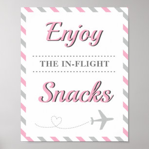 Poster Comida Lanches Mesa Viagem Avião Companhia Aérea F